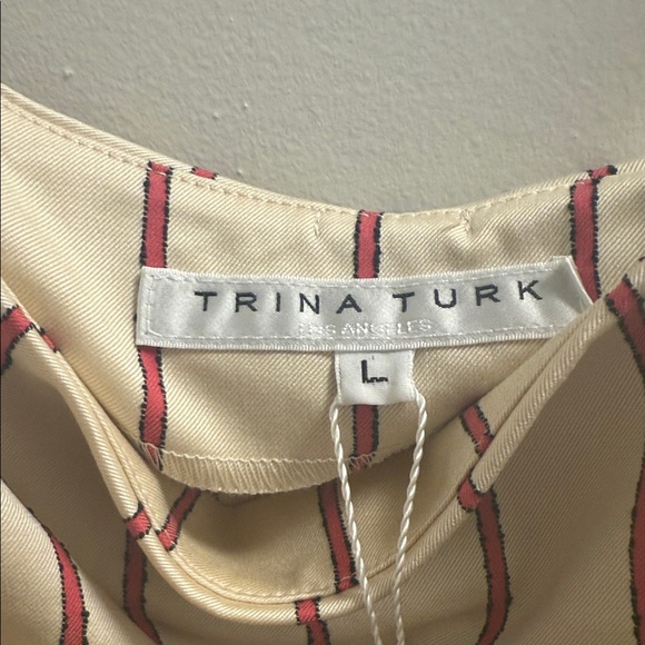 TRINA TURK striped Cream and Red Women's Top - Picture 3 of 5